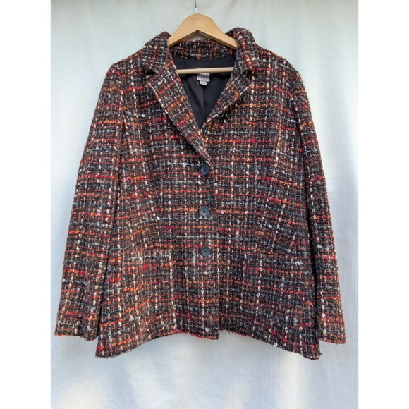 J. Jill Jackets & Blazers - J Jill Dark Academia Tweed Jacket L Wool Blend Earth Tone Winter Warm Car Coat